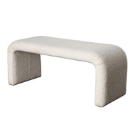 Accent Bench, C Shaped Design Ivory Boucle Upholstery, 44 Inch -BM338735
