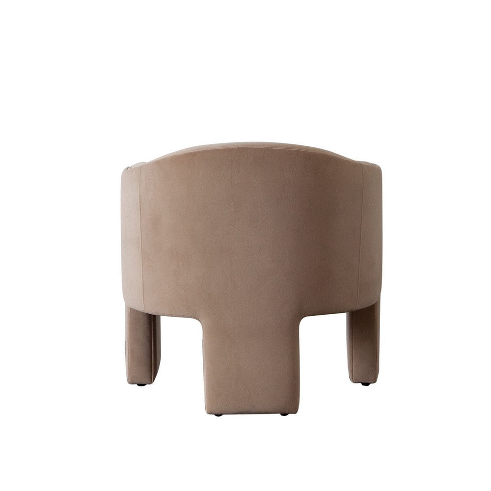 Lery Accent Chair, Curved Back Tripod Base, Camel Brown Velvet, 29 Inch - BM338742