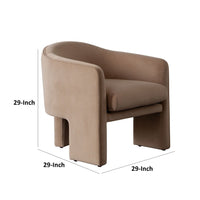 Lery Accent Chair, Curved Back Tripod Base, Camel Brown Velvet, 29 Inch - BM338742
