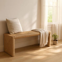 Koe Accent Bench, 49 Inch Wide Handwoven Natural Jute Woven Frame -BM338754