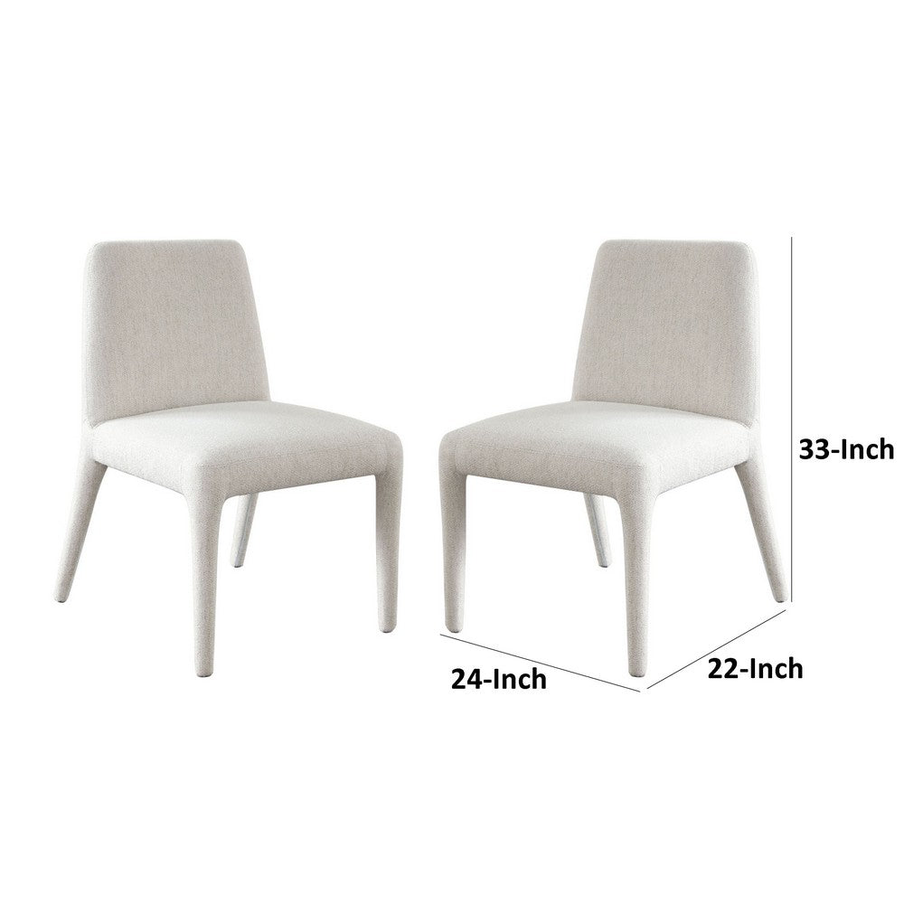 Hena Dining Side Chair Set of 2, Light Oat Polyester Upholstered Frame - BM338757