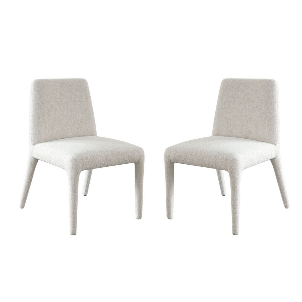 Hena Dining Side Chair Set of 2, Light Oat Polyester Upholstered Frame - BM338757