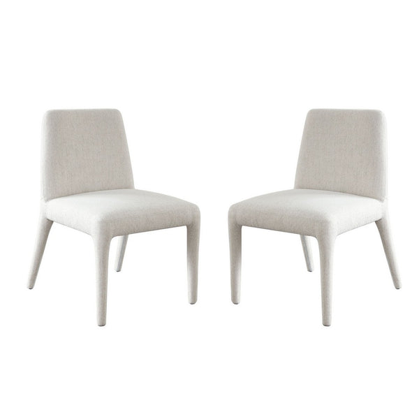 Hena Dining Side Chair Set of 2, Light Oat Polyester Upholstered Frame - BM338757