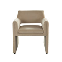Fena Accent Dining Chair, Light Camel Brown Velvet, Low Back - BM338758