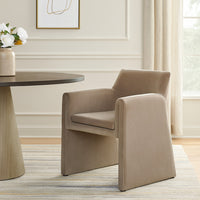 Fena Accent Dining Chair, Light Camel Brown Velvet, Low Back - BM338758