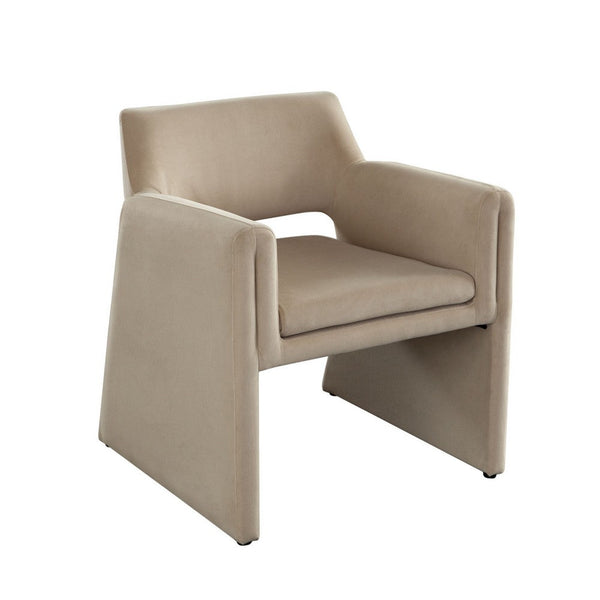 Fena Accent Dining Chair, Light Camel Brown Velvet, Low Back - BM338758