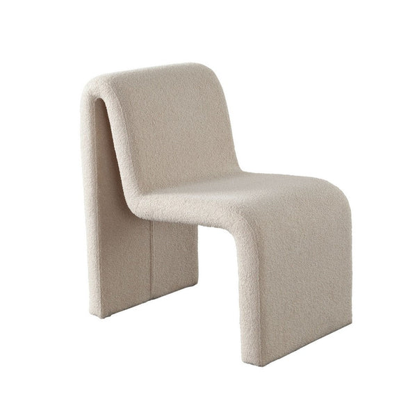 Nena Armless Dining Chair, Curved Light Camel Brown Shearling Fabric - BM338759