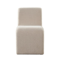 Nena Armless Dining Chair, Curved Light Camel Brown Shearling Fabric - BM338759