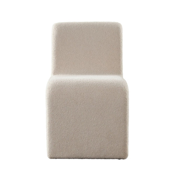Nena Armless Dining Chair, Curved Light Camel Brown Shearling Fabric - BM338759