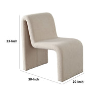 Nena Armless Dining Chair, Curved Light Camel Brown Shearling Fabric - BM338759