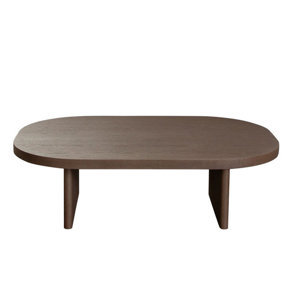 Peny Coffee Table, 47 Inch Oval Top with / Panel Legs in Dark Oak Brown -BM338762