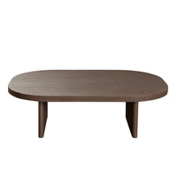 Peny Coffee Table, 47 Inch Oval Top with / Panel Legs in Dark Oak Brown -BM338762