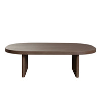 Peny Coffee Table, 47 Inch Oval Top with / Panel Legs in Dark Oak Brown -BM338762