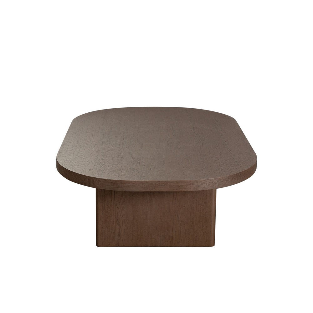 Peny Coffee Table, 47 Inch Oval Top with / Panel Legs in Dark Oak Brown -BM338762