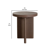 Peny Side End Table, 18 Inch Round Top with Cross Legs in Dark Oak Brown -BM338763