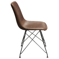Tery Dining Side Chair Set of 4, Chocolate Brown Faux Leather, Black Legs - BM338766
