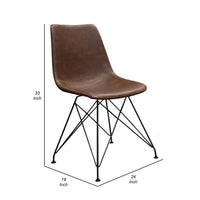 Tery Dining Side Chair Set of 4, Chocolate Brown Faux Leather, Black Legs - BM338766