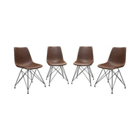 Tery Dining Side Chair Set of 4, Chocolate Brown Faux Leather, Black Legs - BM338766