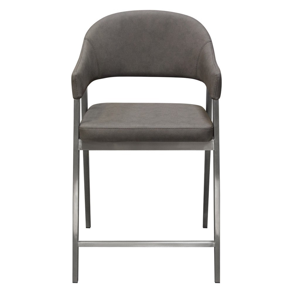 Arie Counter Height Chair Set of 2, Gray Faux Leather Seat and Back -BM338770