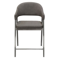 Arie Counter Height Chair Set of 2, Gray Faux Leather Seat and Back -BM338770
