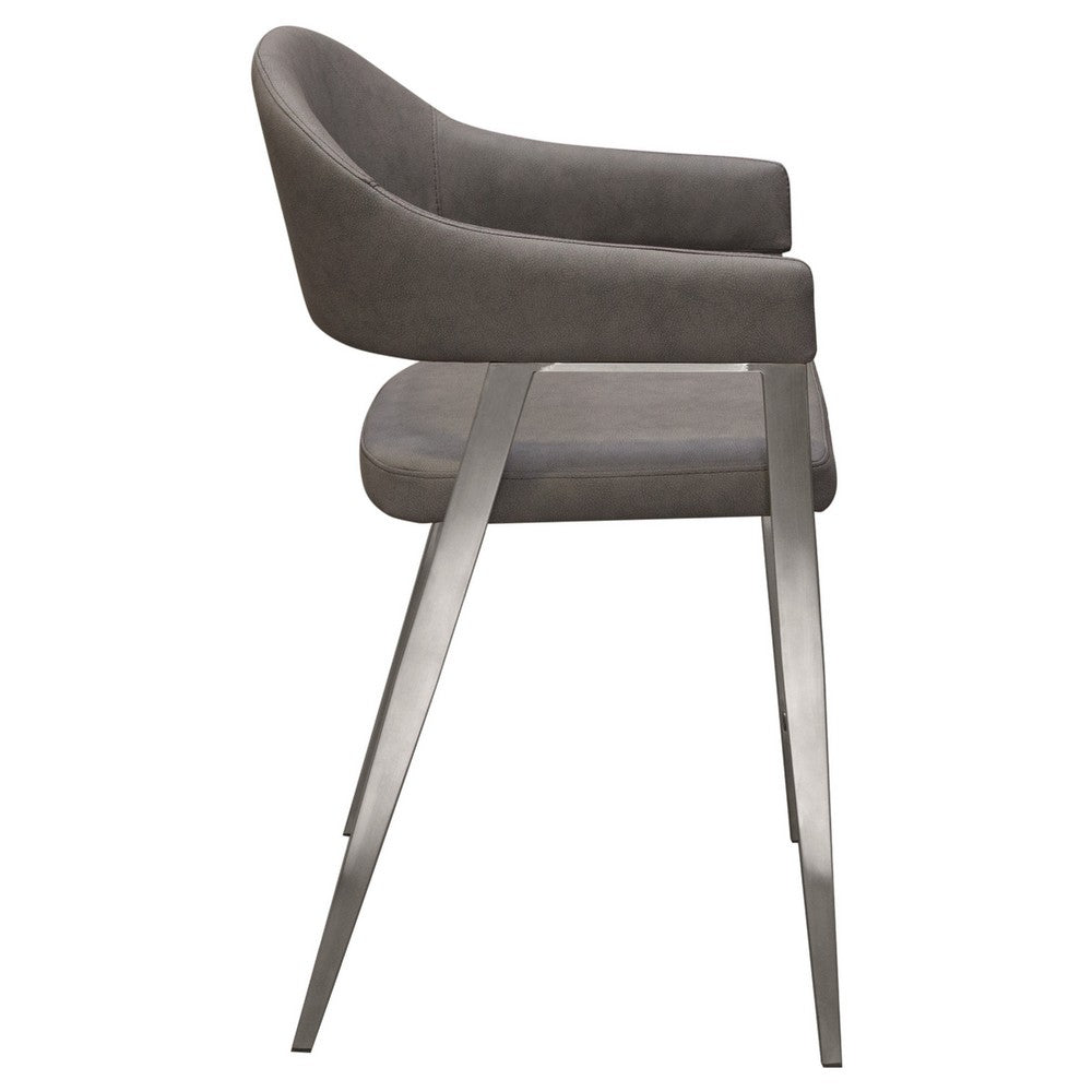 Arie Counter Height Chair Set of 2, Gray Faux Leather Seat and Back -BM338770