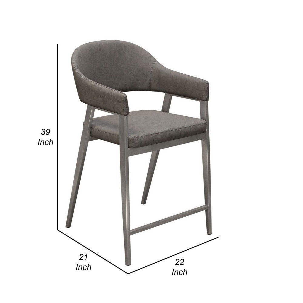 Arie Counter Height Chair Set of 2, Gray Faux Leather Seat and Back -BM338770