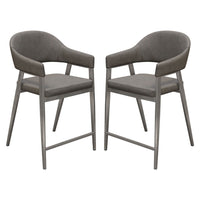 Arie Counter Height Chair Set of 2, Gray Faux Leather Seat and Back -BM338770