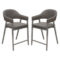 Arie Counter Height Chair Set of 2, Gray Faux Leather Seat and Back -BM338770