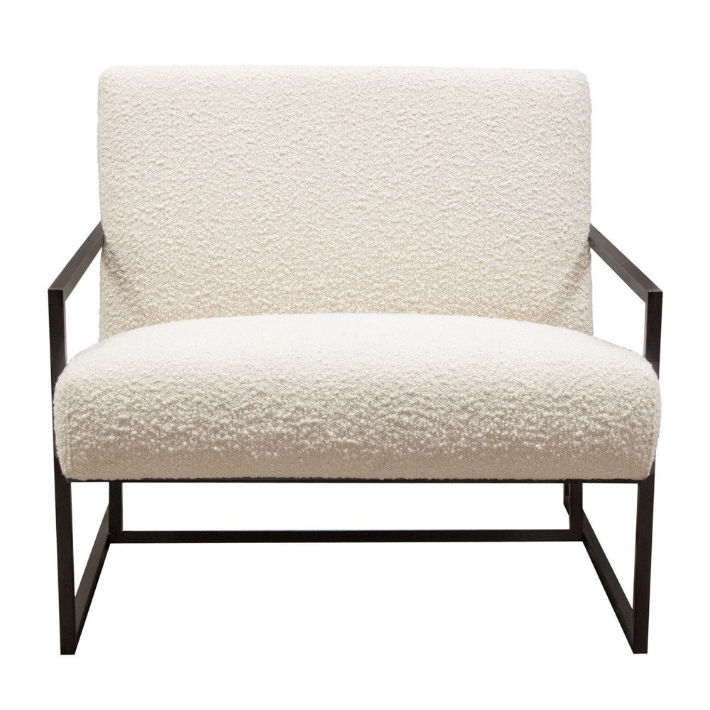 Masy Accent Armchair, Bone White Boucle Textured Fabric, Metal Legs - BM338789