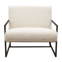 Masy Accent Armchair, Bone White Boucle Textured Fabric, Metal Legs - BM338789