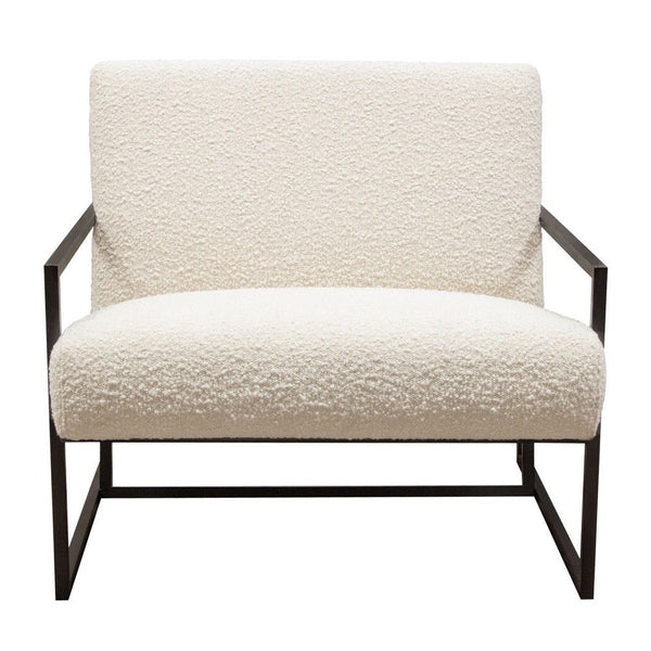 Masy Accent Armchair, Bone White Boucle Textured Fabric, Metal Legs - BM338789