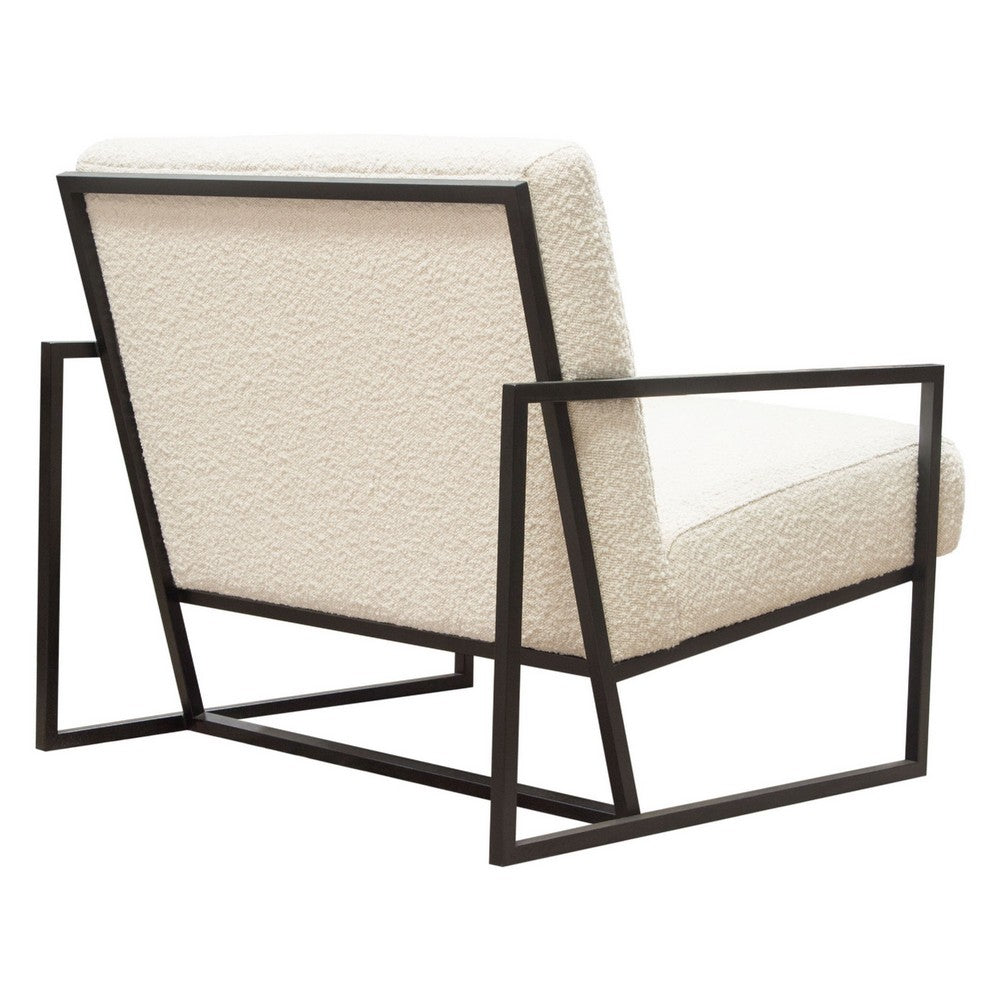 Masy Accent Armchair, Bone White Boucle Textured Fabric, Metal Legs - BM338789