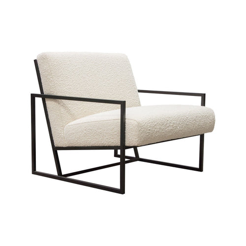 Masy Accent Armchair, Bone White Boucle Textured Fabric, Metal Legs - BM338789