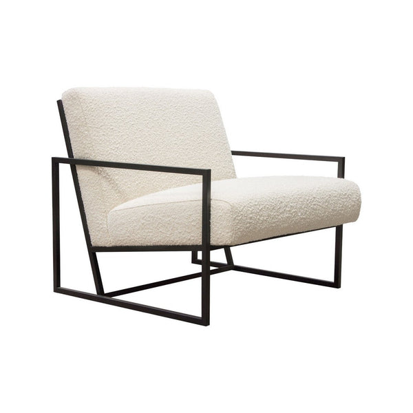 Masy Accent Armchair, Bone White Boucle Textured Fabric, Metal Legs - BM338789