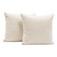 Wily Accent Pillow Set of 2, 16 Inch Square, Bone White Boucle Fabric - BM338793