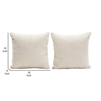 Wily Accent Pillow Set of 2, 16 Inch Square, Bone White Boucle Fabric - BM338793
