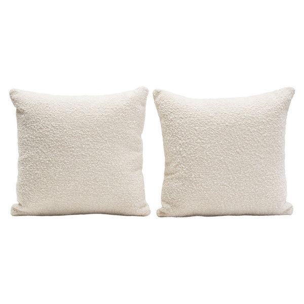 Wily Accent Pillow Set of 2, 16 Inch Square, Bone White Boucle Fabric - BM338793