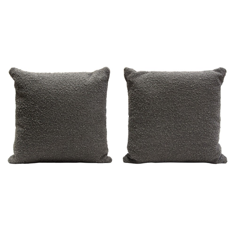 Wily Accent Pillow Set of 2, 16 Inch Square, Charcoal Black Boucle - BM338794