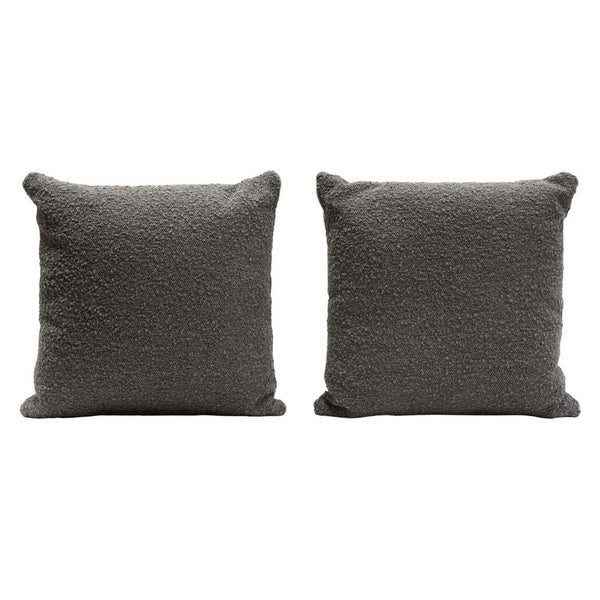 Wily Accent Pillow Set of 2, 16 Inch Square, Charcoal Black Boucle - BM338794