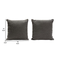 Wily Accent Pillow Set of 2, 16 Inch Square, Charcoal Black Boucle - BM338794