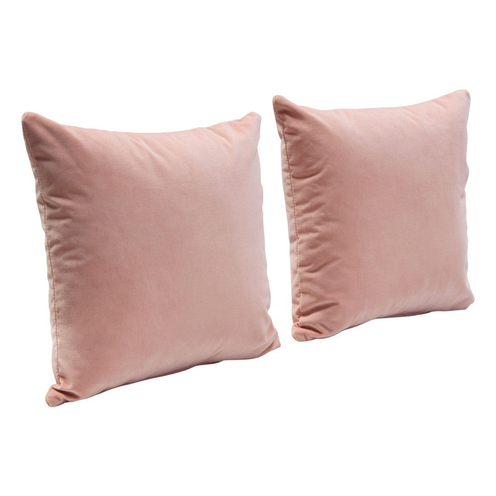 Wily Accent Pillow Set of 2, 16 Inch Square, Blush Pink Velvet Fabric - BM338795