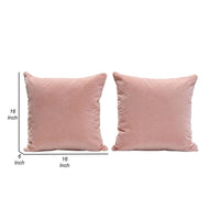Wily Accent Pillow Set of 2, 16 Inch Square, Blush Pink Velvet Fabric - BM338795