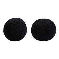 Wily Accent Pillow Set of 2, 10 Inch Round Ball, Black Faux Sheepskin - BM338796