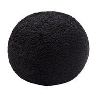 Wily Accent Pillow Set of 2, 10 Inch Round Ball, Black Faux Sheepskin - BM338796