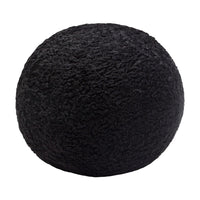 Wily Accent Pillow Set of 2, 10 Inch Round Ball, Black Faux Sheepskin - BM338796