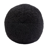 Wily Accent Pillow Set of 2, 10 Inch Round Ball, Black Faux Sheepskin - BM338796