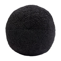 Wily Accent Pillow Set of 2, 10 Inch Round Ball, Black Faux Sheepskin - BM338796