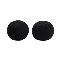 Wily Accent Pillow Set of 2, 10 Inch Round Ball, Black Faux Sheepskin - BM338796