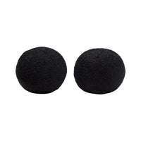 Wily Accent Pillow Set of 2, 10 Inch Round Ball, Black Faux Sheepskin - BM338796