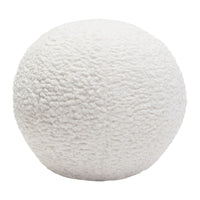 Wily Accent Pillow Set of 2, 10 Inch Round Ball, White Faux Sheepskin - BM338797